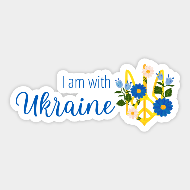 I am with Ukraine, design with tryzub of Ukraine and flowers Sticker by g14u